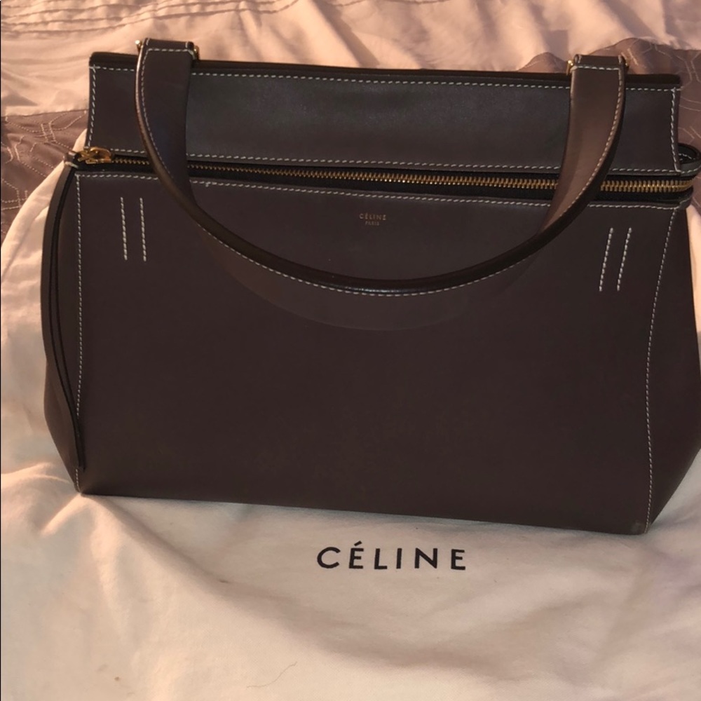 Celine Large Edge Gray Calfskin Leather Bag